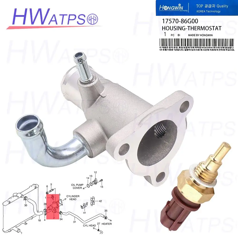 17570-86G00 Carcasa y sensor del termostato del refrigerante del motor para Suzuki SX4 Fit Swift M16A,M15A 13650 73H00