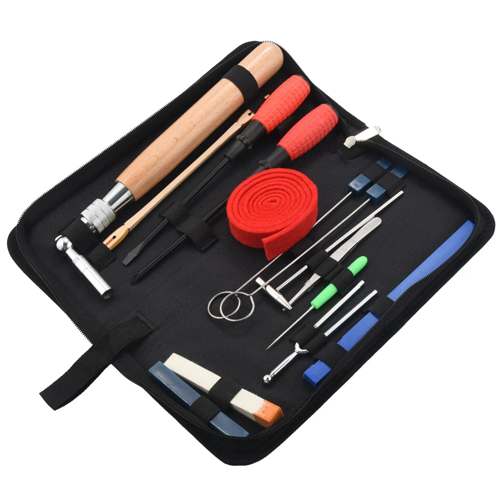 ABUE-Professional Piano Tuning Kit Tuner Tools Set Piano Tuning Tool Wooden Handle Fixed Tuning Wrench With Bag