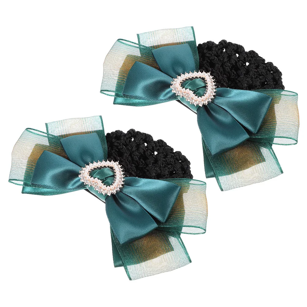 

2pcs Bun Hair Clips Elegant Bow Barrettes Hair Bun Cover For Women Breathable Comfort Long Wear Durable Cloth Metal Professional