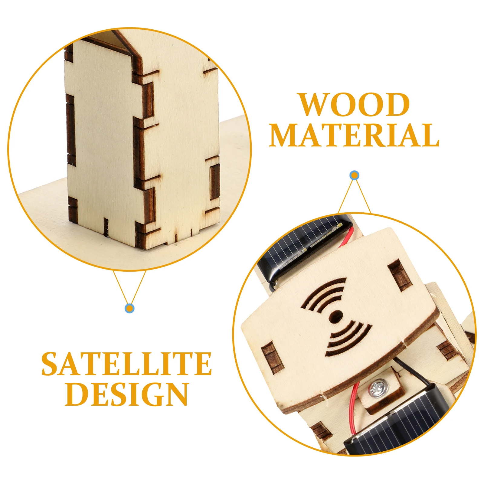 1 Set of Wood Artificial Satellite Teaching Prop DIY Artificial Satellite Statue Science Project School Teaching Science Toy