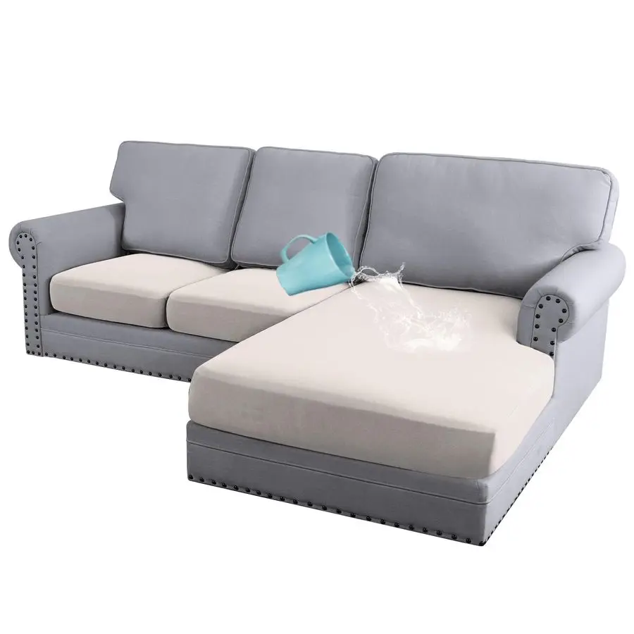 

100 Waterproof Seat Cushion Covers for Sectional Couch amp Chaise 3 Pieces, L Shape, Ivory Large Sofa 2 Seater 1 Chaise