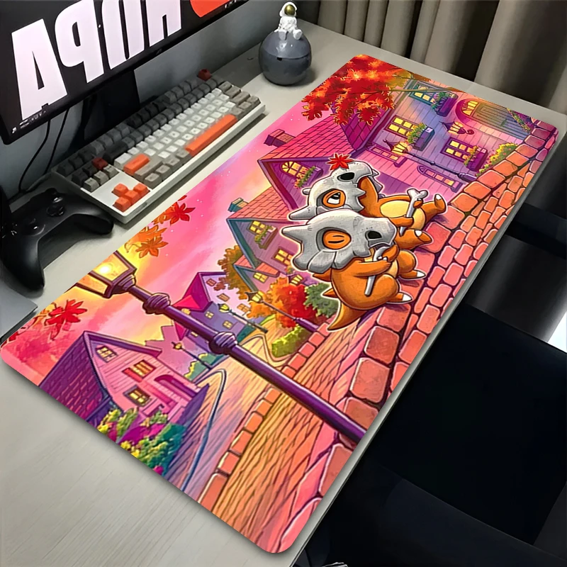 Large Mouse Pad Anime Desk Mats P-Pokemon Cubone Gaming Accessories Gamer Computer Office PC Laptop Keyboard Desk Pad Mausepad