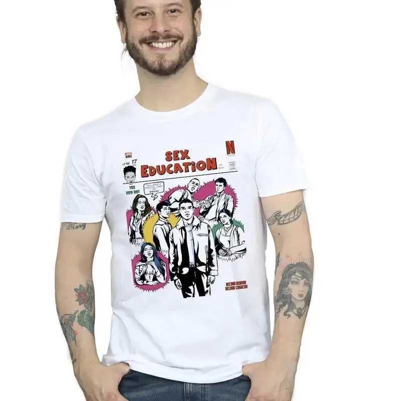 Camiseta con portada de la revista Sex Education de Netflix para hombre