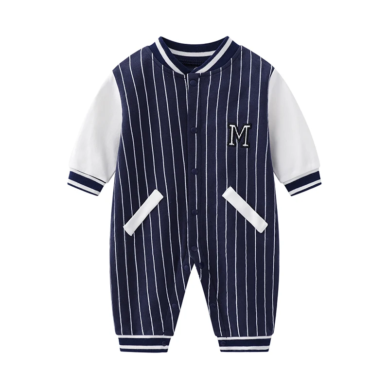 

Baby jumpsuit pure cotton jacket 0-1 year old boy baseball uniform super cute one year old toddler autumn clothing