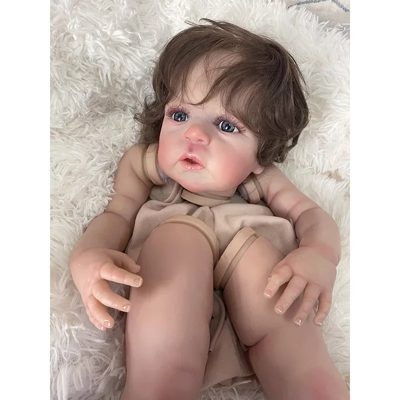 

24-дюймовый уже окрашенный комплект, детали куклы Sandie Reborn с укорененной волосой, реалистичный, мягкий на ощупь, гибкий, незавершенный, набор кукол «сделай сам»