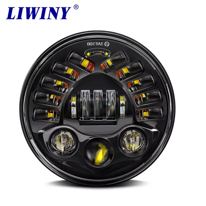 Liwiny 7inch 84W Round LED Motorcycle Headlight Compatible for daymaker！！
