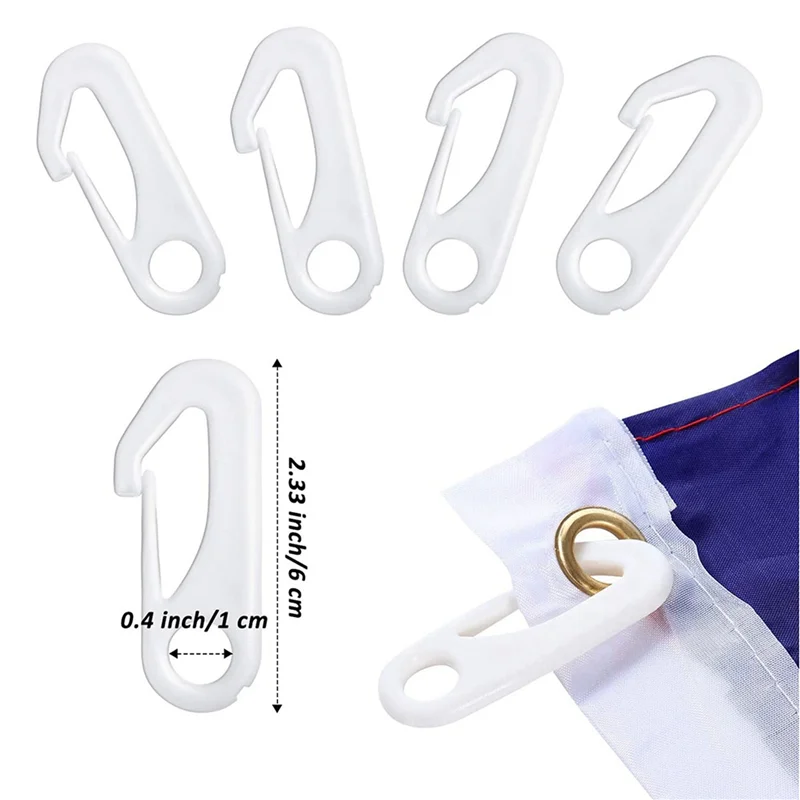 A77I 50 قدم × 1/4 بوصة سارية علم حبل هاليارد مع 12 قطعة مقاطع خطاف عمود العلم ، ملحقات سارية العلم الخارجية متوافقة