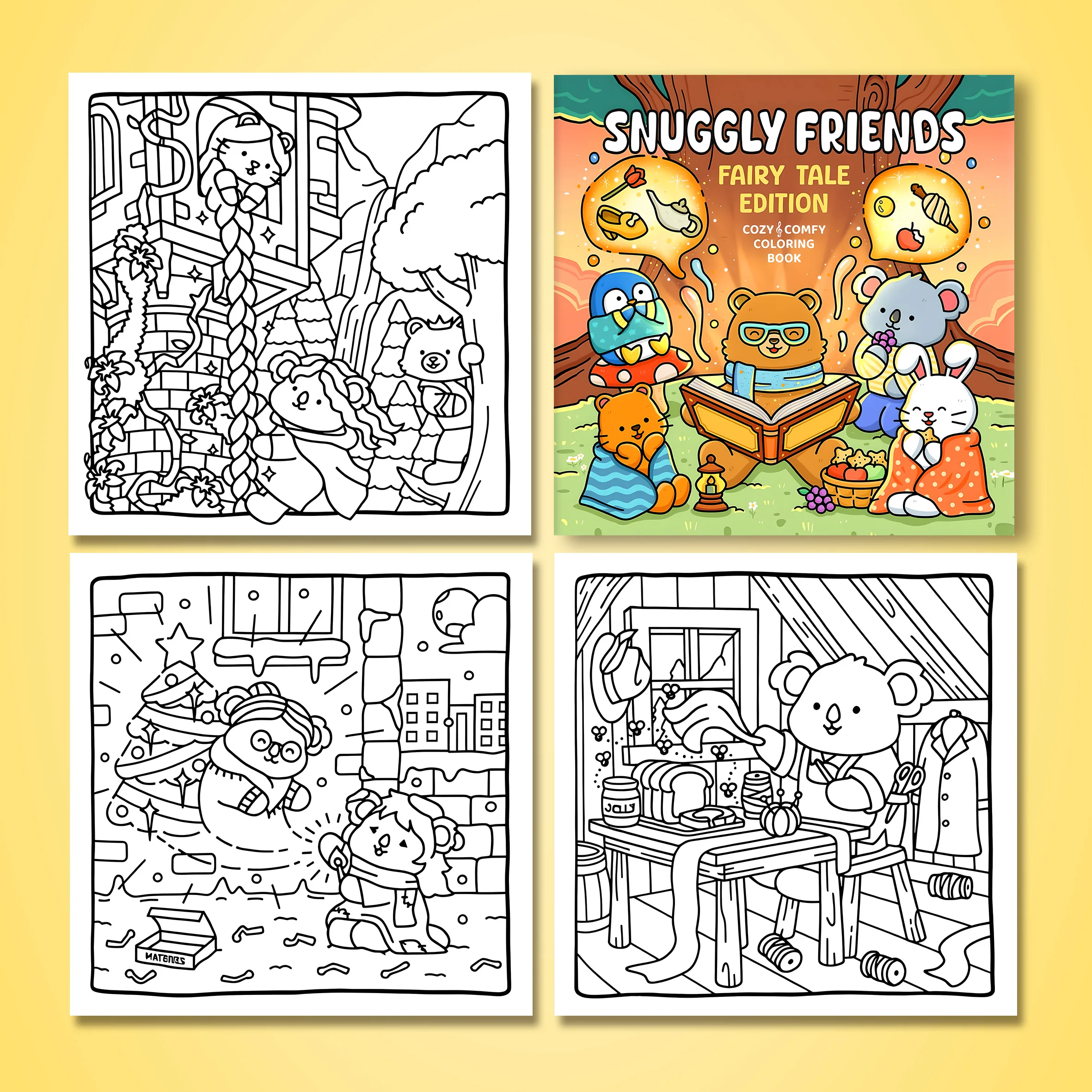 SNUGGLY FRIENDS Bold-easy Patterns Coloring Book for Adults Cute Drawing Book Perfect Gift for Party and Birthday
