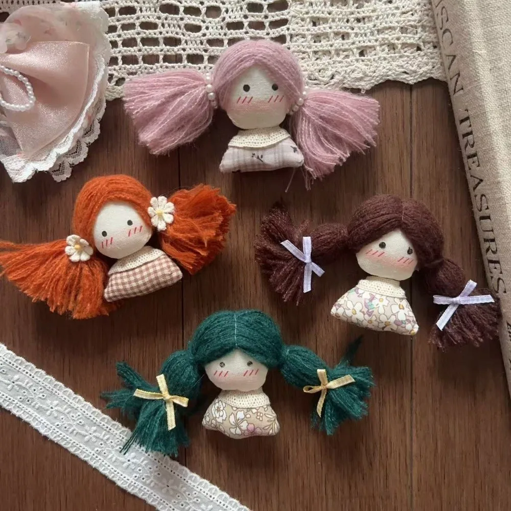 Cute Handmade Braid Girl Fabric Cotton Filled Fabric Girl Premium Quality Versatile Mini Cartoon DIY Craft for