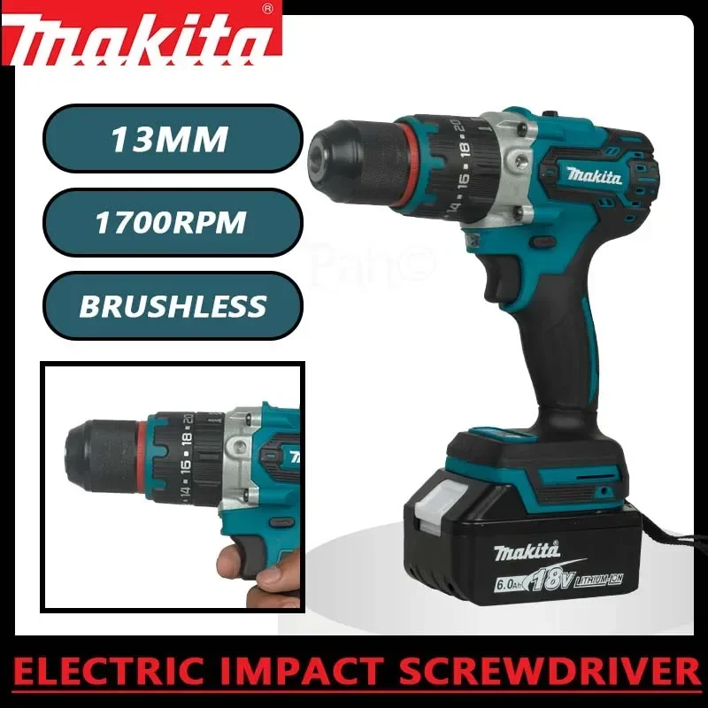 

Аккумуляторная электрическая дрель Makita DDF487 13 мм, литиевая, бесщеточная, портативная, с функцией ударного сверления и шуруповерта