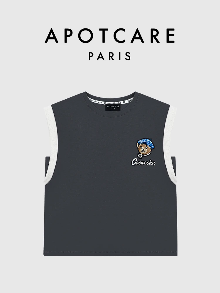 

New Arrival APOTCARE Official Website Cartoon Bear round Ne Svel T-irt Women Summer Top Comfortable Cotton Blend