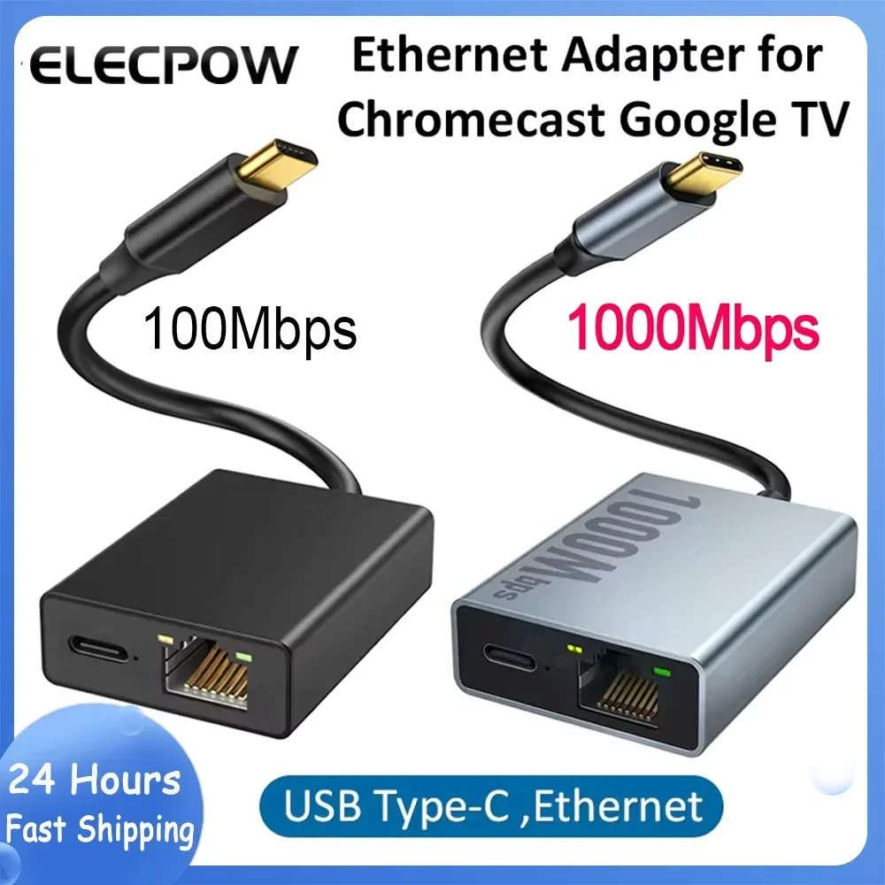 Adaptador Ethernet para Chromecast 4K Google TV, Tarjeta de Red USB-C a 1000Mbps para Teléfonos Inteligentes, Tabletas y Dispositivos Android