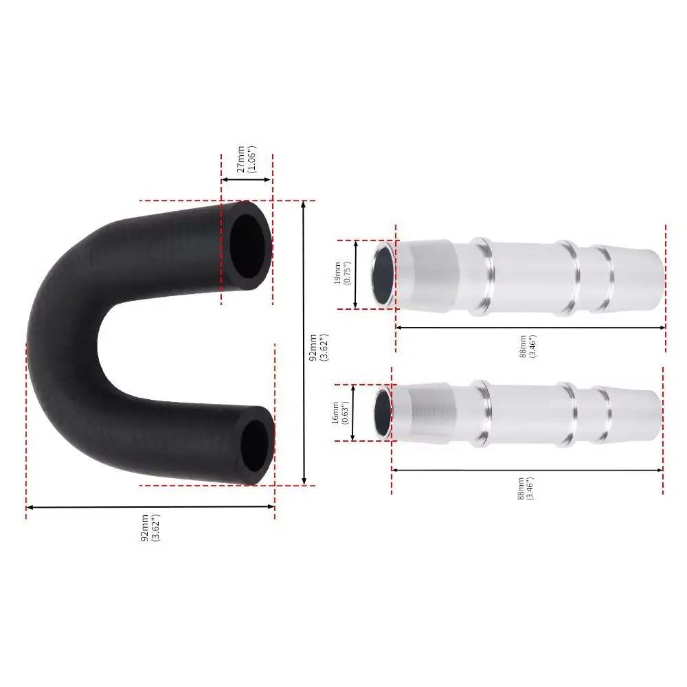 

Universal Engine Heater Core Bypass Kit 5/8'' & 3/4'' Rubber Hose Set for Most Standard Car Heater Hose Replacement