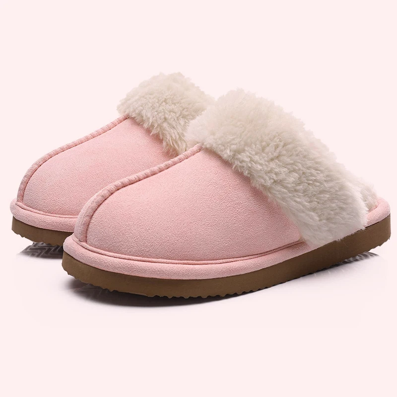 Kidmi Winter Women Fuzzy Slippers Classic Brand Fluffy House Shoes Indoor Warm Suede Cozy Slippers Casual Non-slip Cotton Shoes