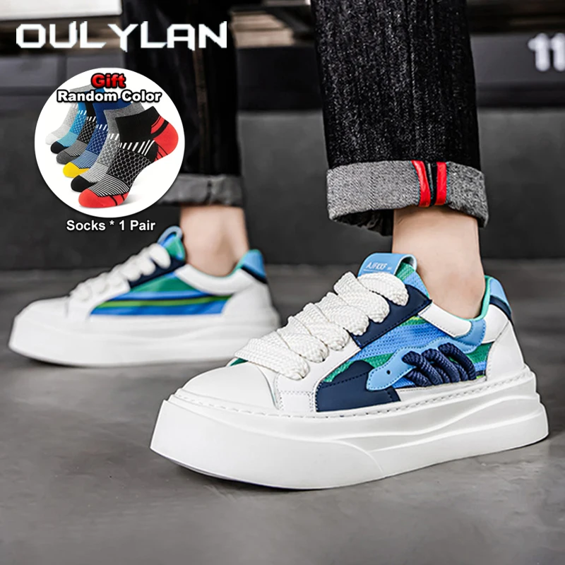 

Oulylan Leisure Mixed Color Board Footwear Casual Lace Up Runshoes Anti Skid Walking Shoes Men Outdoor Breathable Sneakers