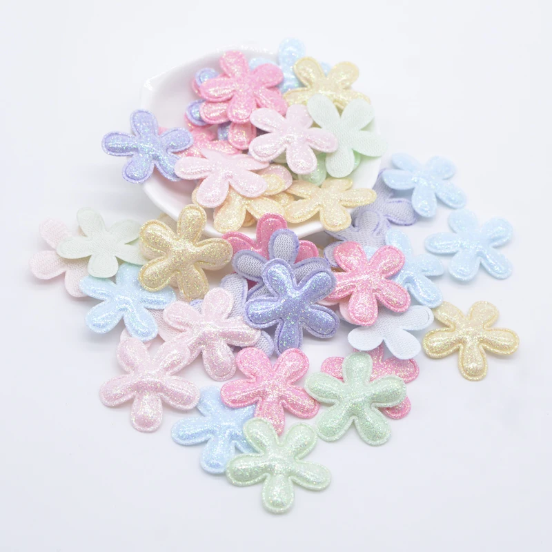 50Pcs 28mm Bling PU Leather Flower Applique for Clothes Hat Sewing Patches DIY Baby Headwear Spinki do włosów Bow Decor Akcesoria