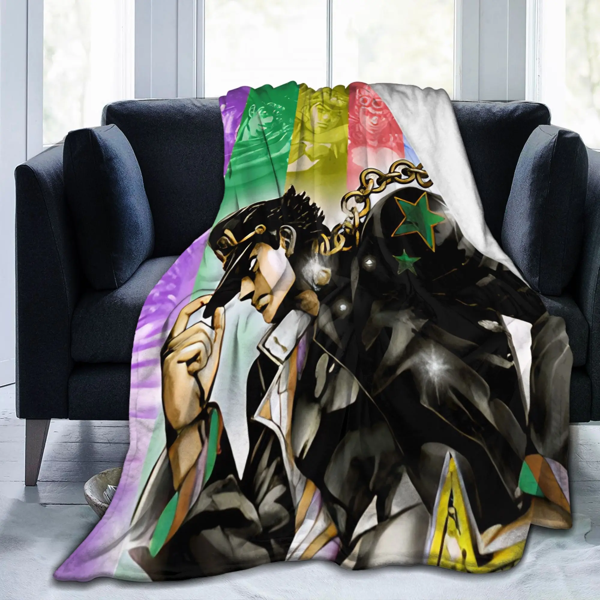 Anime and Manga J-JoJos Bizarre Adventure Fleece Throw Blankets Blanket for Home Outdoor Warm Bedding Throws