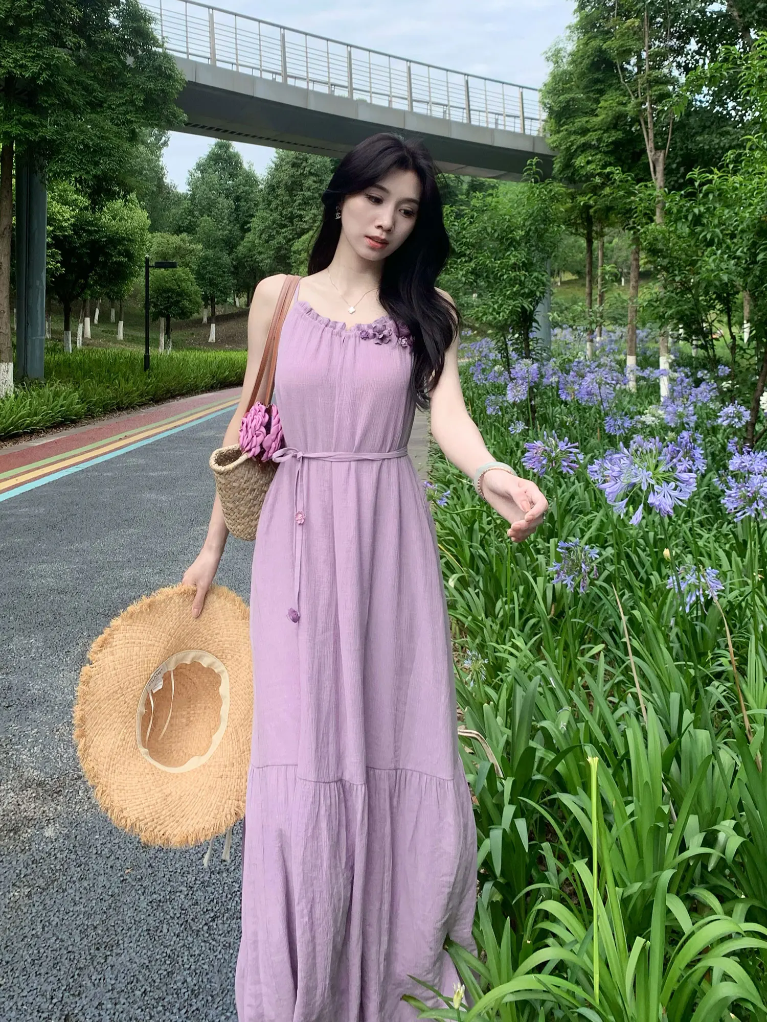 Vestido Midi Morado sin Mangas - Korean Lifestyle & Kids Boutique Photos reseña y precio