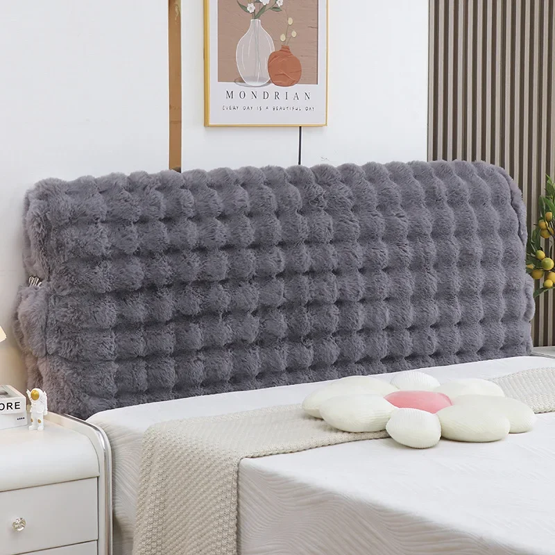 All-inclusive Super Soft Fluffy Head Covers Solid Color Thicken Plush Bed Back Dust Protector Cover Dust Headboard Protective
