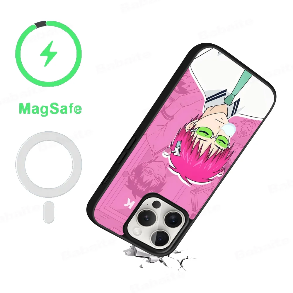 New Anime Saiki Kusuo Phone Case Magesafe Magnetic Wireless Charge Case For iPhone 16 11 12 13 14 15 Pro Max Plus Mini