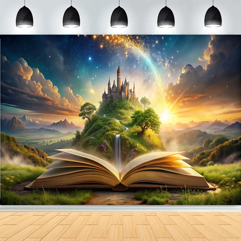 Fairy Tale Mystic Medieval Castle Photography Backdrops Props Landscape Witch Magical Book Fantassy World Forest Background MA06