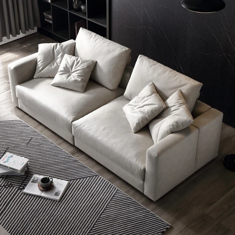 Minimalist technology cloth sofa, simple modern living room double three combination Italian small apartment leave