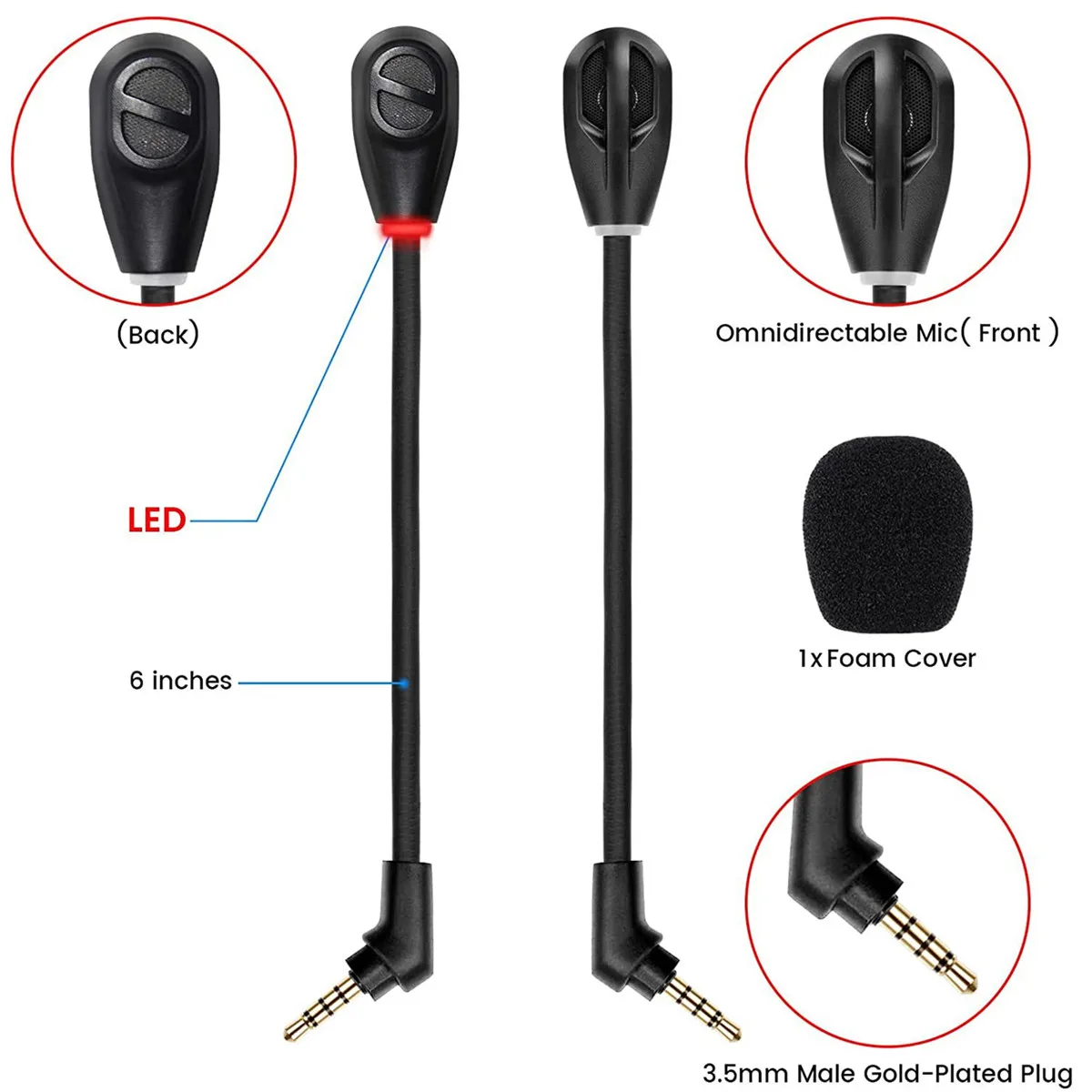 3.5Mm Flexibele Vervangende Microfoon Microfoon Giek Voor Kingston Hyperx Cloud Flight/Flight S Gaming Headset