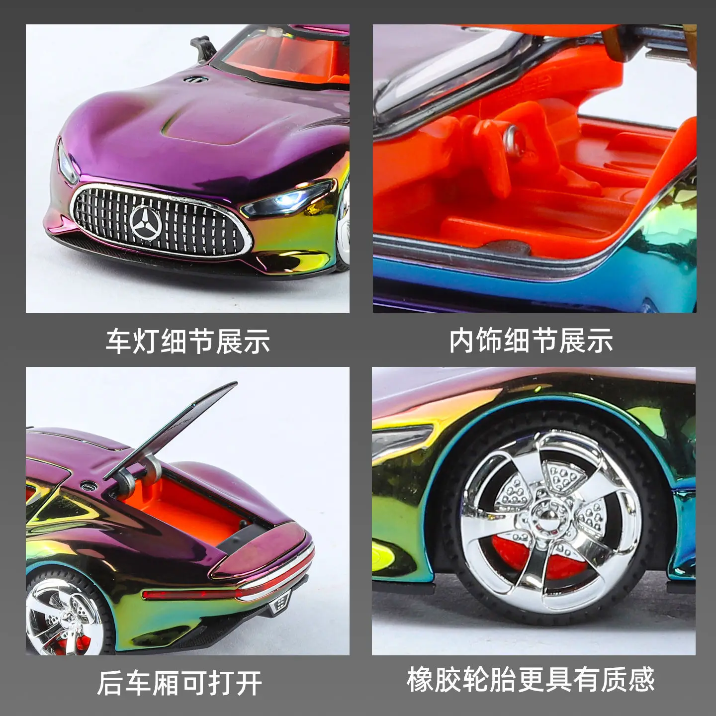 1:32 Vision GT Concept Sports Car Model Diecast Metal Sound Light Pull Back Simulation Vehicle Models Ornaments Gift