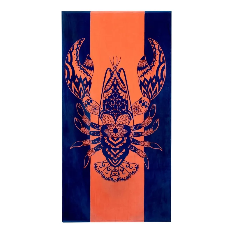 Turtle Lobster Beach Towels Tropical Animals Blue Unique Design Multiple Sizes Cotton Bath Towels Suitable for Kids and Adults