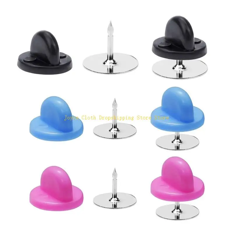 

100Pairs Pin Backs for Butterfly Clutch Backings Locking Clasp for Badge Clothes 10CD