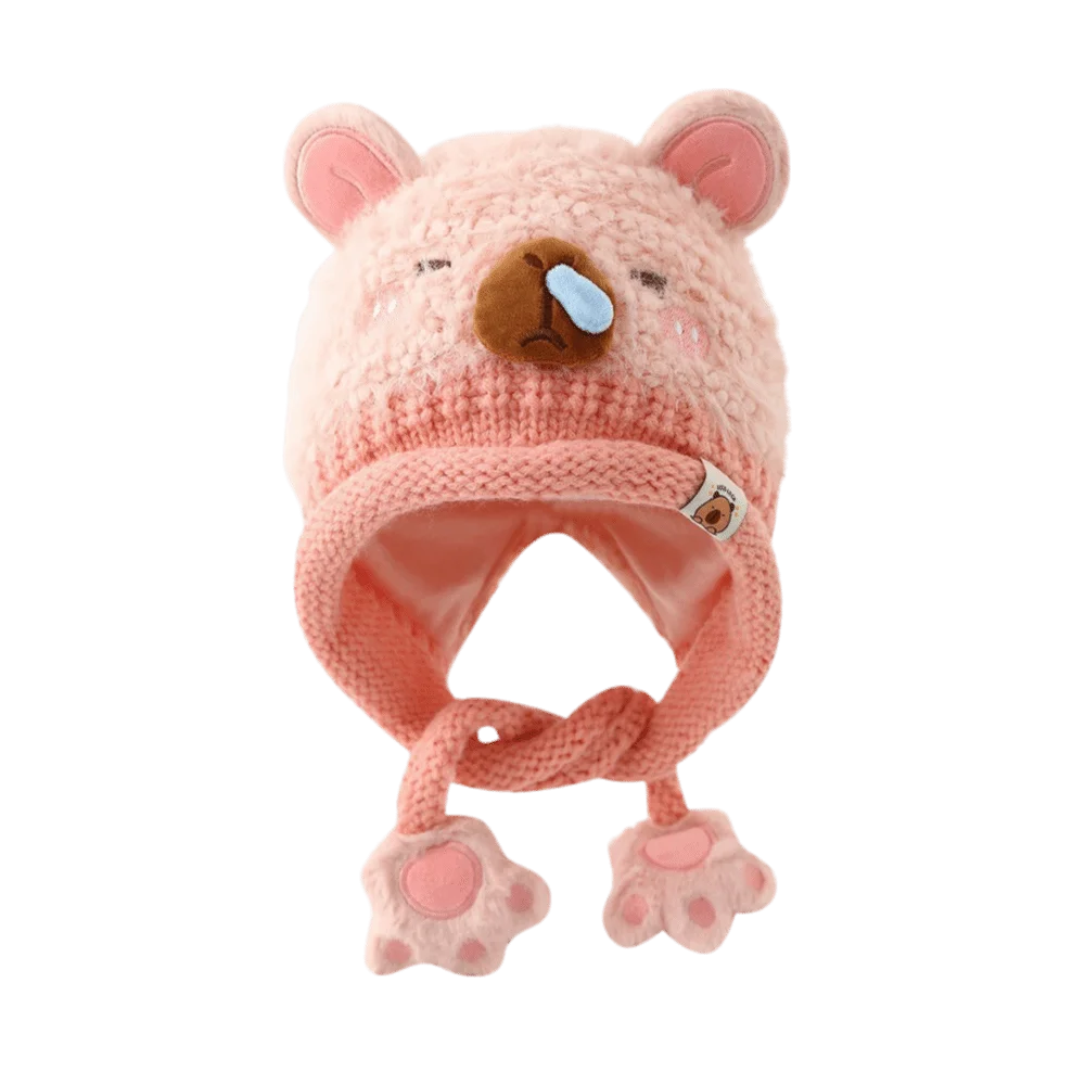 

Warm Toddler's Knitted Hat Thickened Coldproof Baby Ear Protection Cap Breathable Soft Capybara Beanie Caps Cold Weather Wear