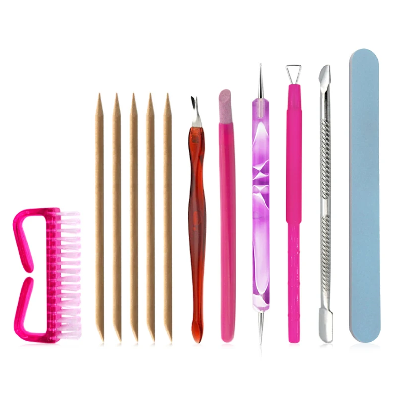 

KADS 8pcs/set Nail File Forms Cuticle Pusher Dust Brush Nail Tools Professional Nail Art Tool Set For Pedicure