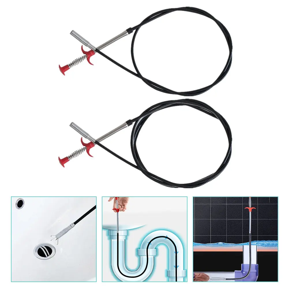 2Pcs Bendable Drain Cleaning Tool Flexible Sink Claw Pickup Drain Hair Catcher Dredging Hook Plumbing Dredge Tool