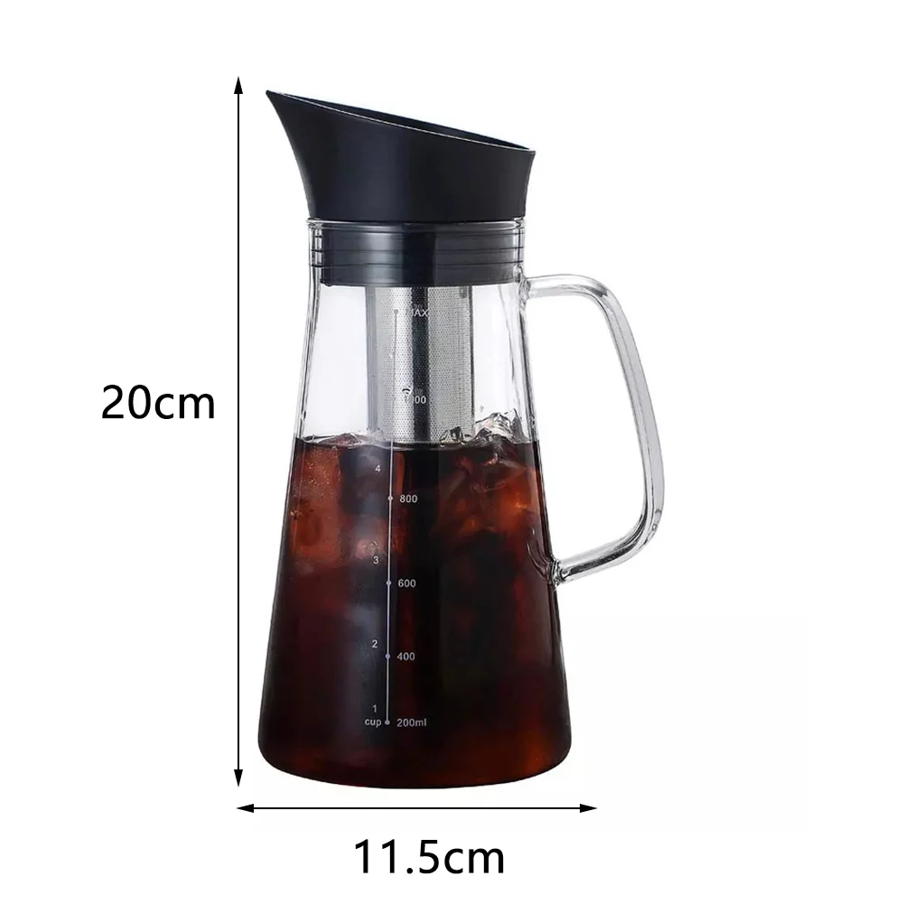 MLGB-Glass Coffee Maker Hot & Cold Dual-Function Coffee Maker Cold Extract Ice Brewed Water Bottle Non-Rust Filter Coffee Pot