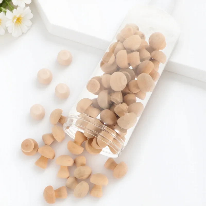 50-teiliges Holz-Pilz-Set, natürliche DIY-Dekoration für Kinder, Kreativität, Kunstprojekt, handbemaltes Bastelzubehör