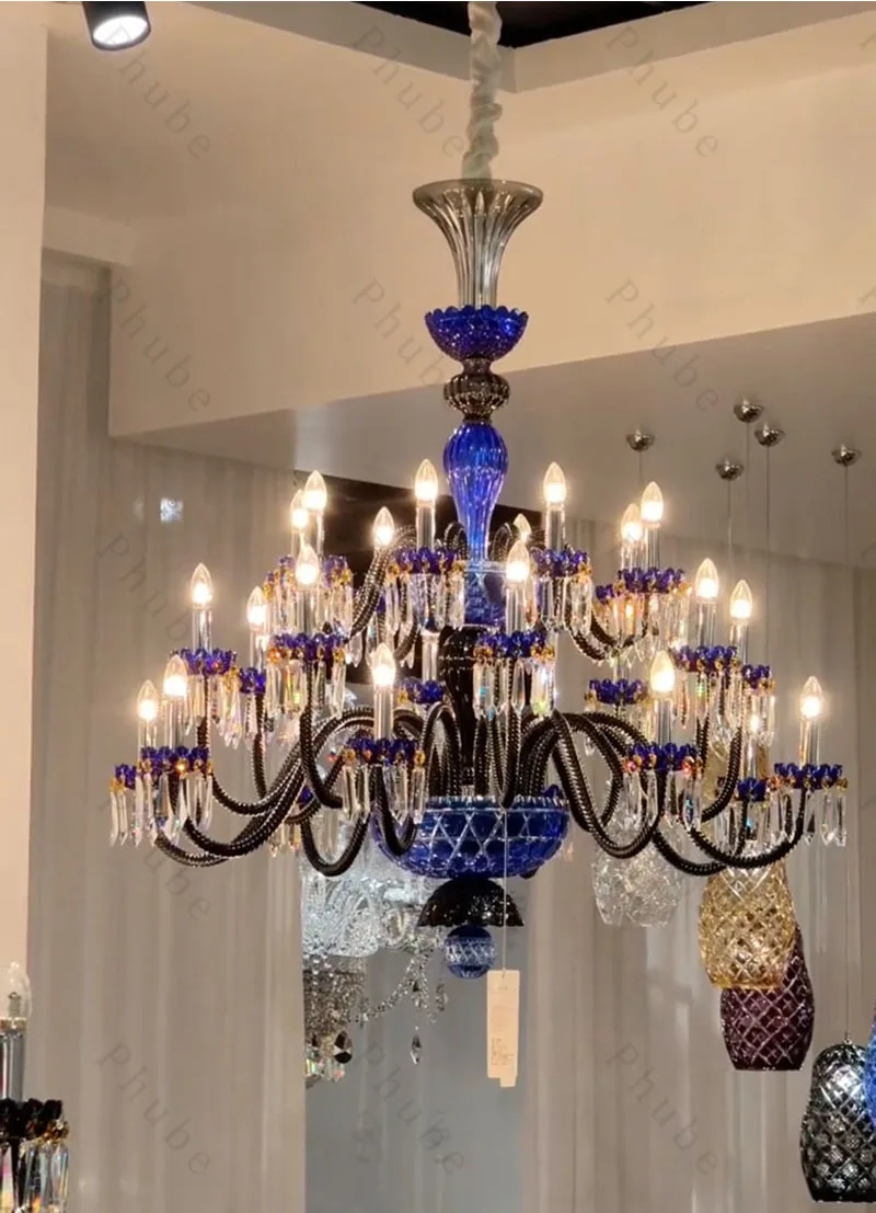 Phube Moderner Großer Luxus-Kristallprismen-Kronleuchter Französische Glas-Deckenleuchte für Esszimmer, Wohnzimmer, Foyer, Villa, Heimdekoration – Detail 4