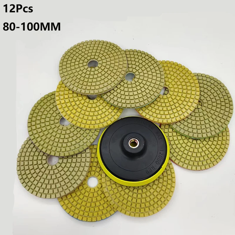 

80-100MM Flexible Disc Wet Diamond Terrazzo Buffing Pad For Granite Marble Concrete Floor Polishing Polimento Tools 12Pcs/Set