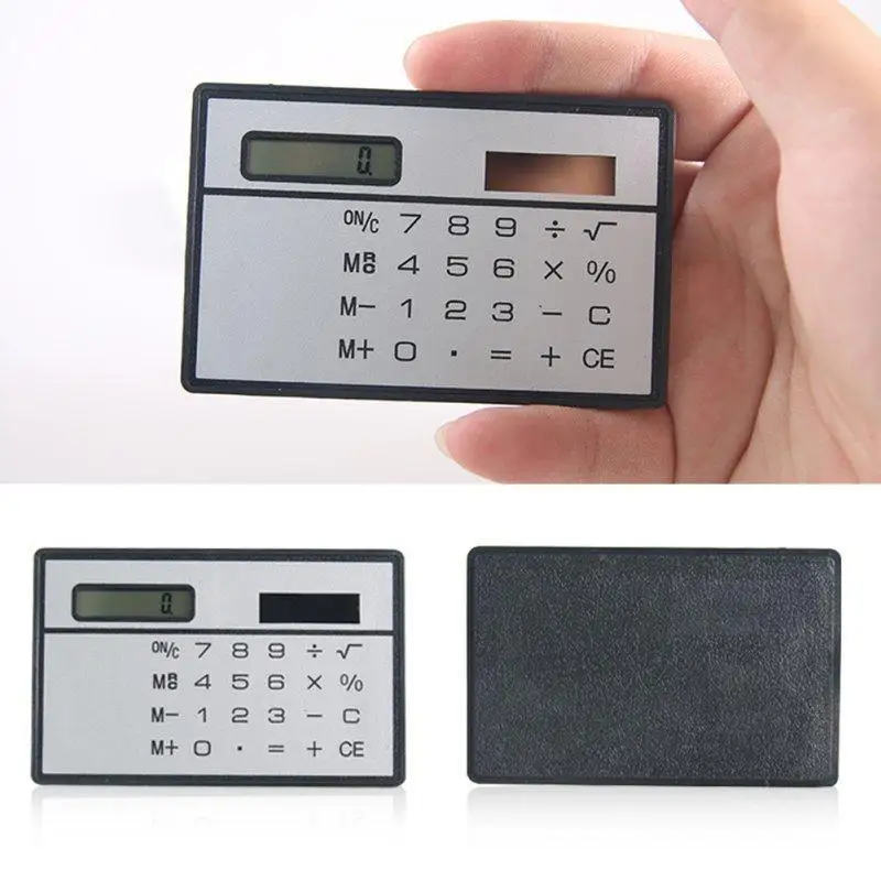 Solar Card Calculator Ultra-thin Handheld Office Computer School Students Supplies Mini Pocket Digital Calculators Energy Saving