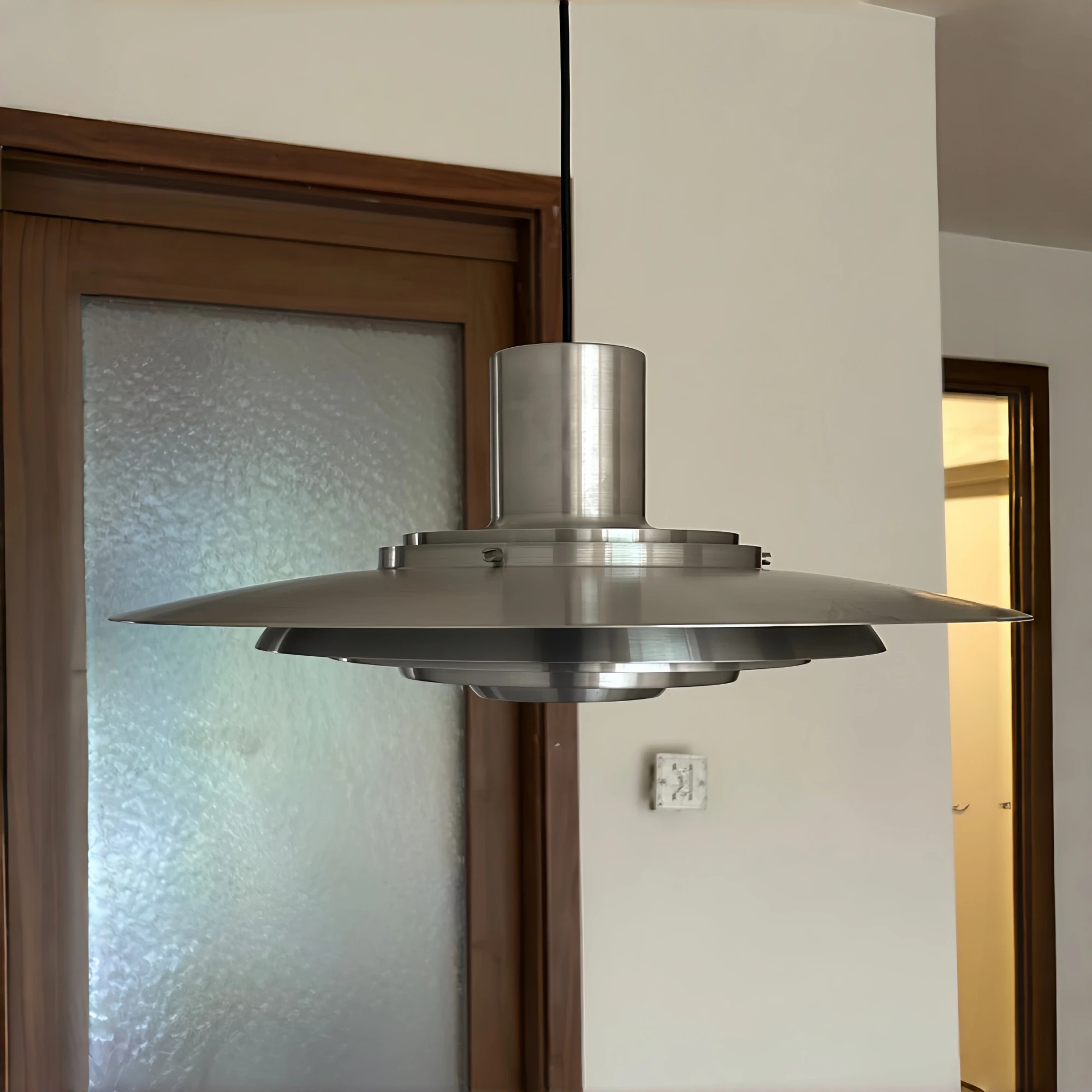 YEBMLP Industrial Silver Multi-layer Hanging Lamp Nordic Metal UFO Pendant Light For Living Dining Room Kitchen LED Chandeliera