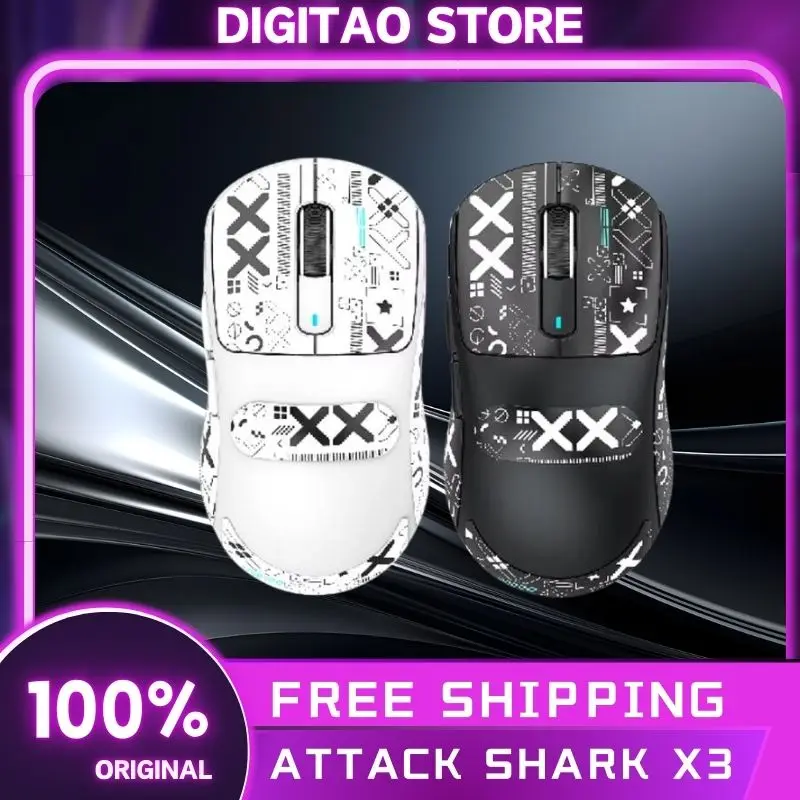 

Игровая мышь Attack Shark X3, беспроводная мышь, 3 режима, 2,4G, Bluetooth-мышь, легкие PAW3395, аксессуары для игр, ПК, ноутбуков, подарки