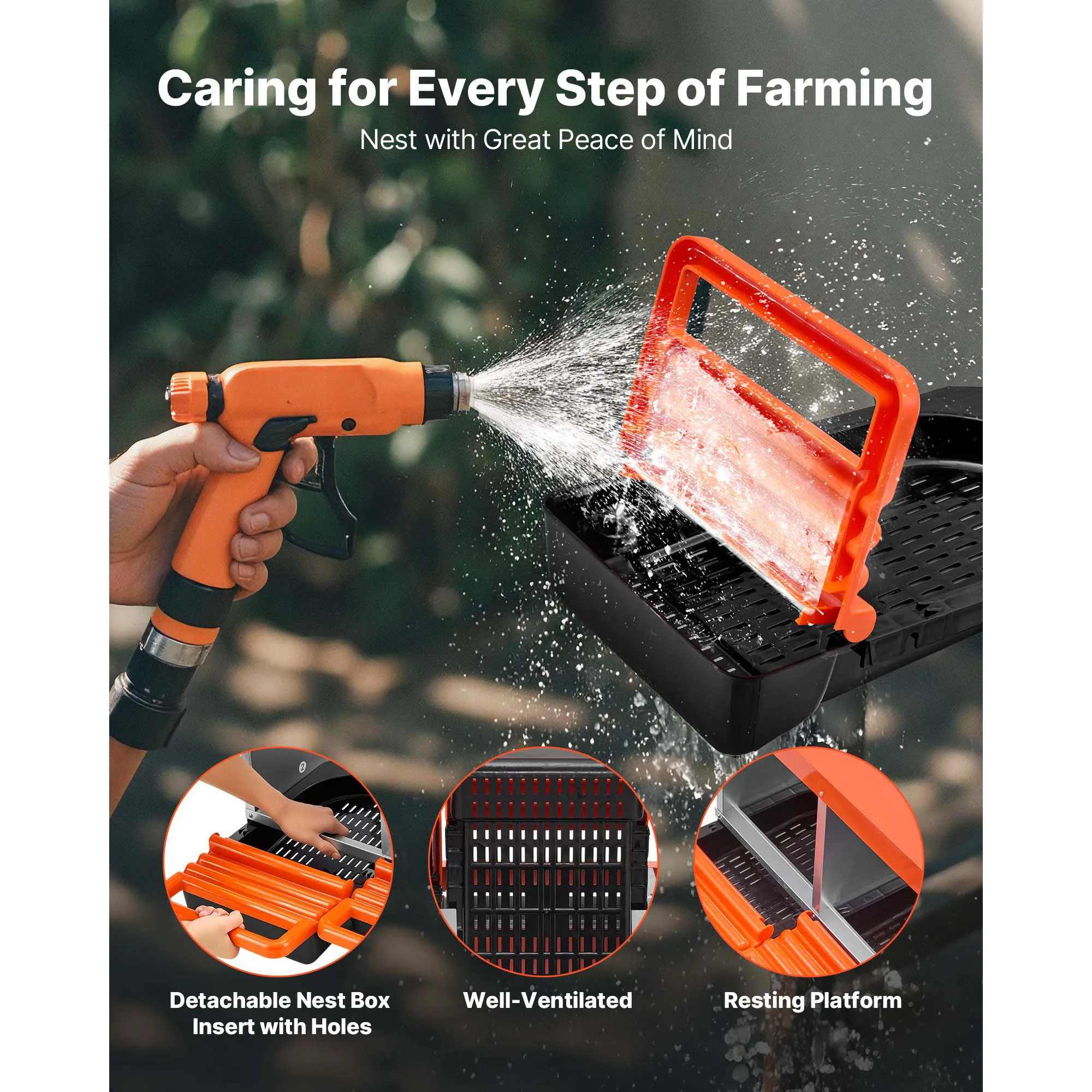 صناديق تعشيش الدجاج SucceBuy مجموعة بيض سهلة من الفولاذ المجلفن والبلاستيك عالي القوة صندوق التعشيش للدجاج