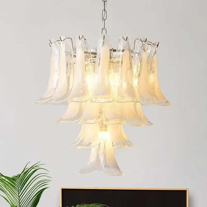 

Modern Internet Celebrity Luxury Crystal Glass Lamp Cream Style Multi Head American Retro Living Room Chandelier