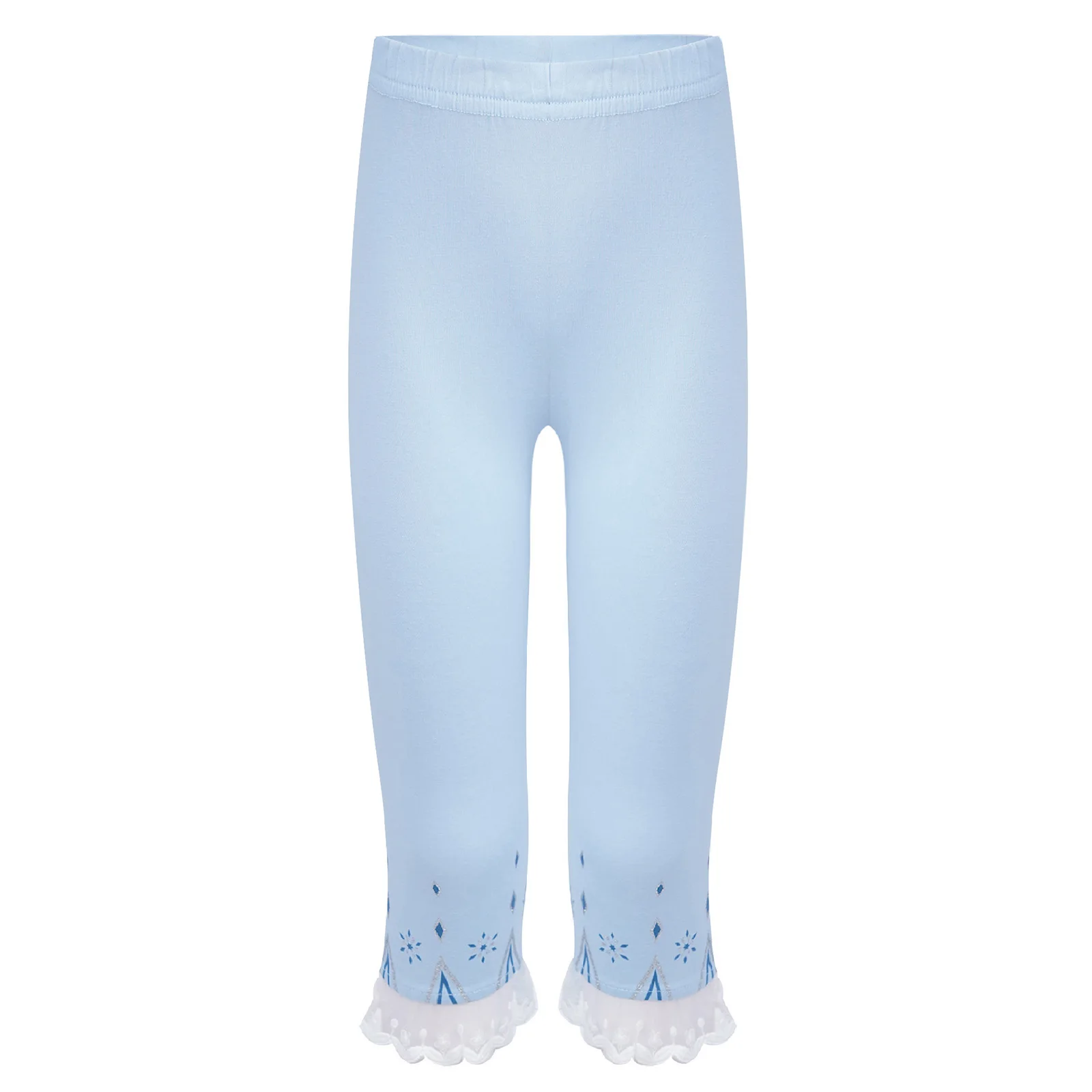 

Baby Girls Lace Trim Printed Cropped Leggings Knee Length Kid Fifth Pants Candy Color Child Clothing Summer All-matches Bottoms