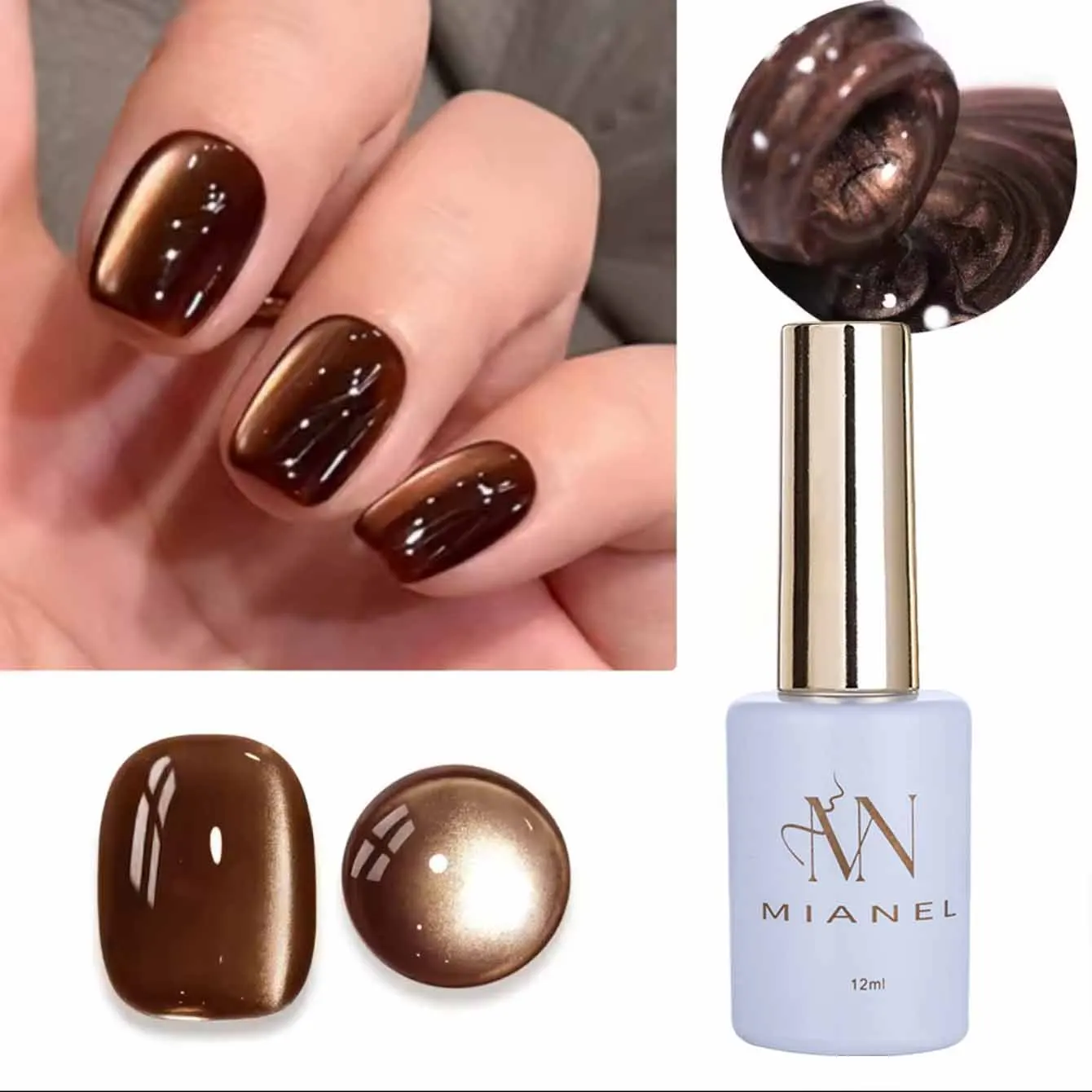 ยาทาเล็บเจลแม่เหล็กสีน้ำตาลทอง 12 มล. 1-21 ชิ้น สำหรับฤดูใบไม้ร่วงและฤดูหนาว ยาทาเล็บเจลแม่เหล็กสีทองสำหรับทำเล็บ อุปกรณ์ทำเล็บ ศิลปะบนเล็บ