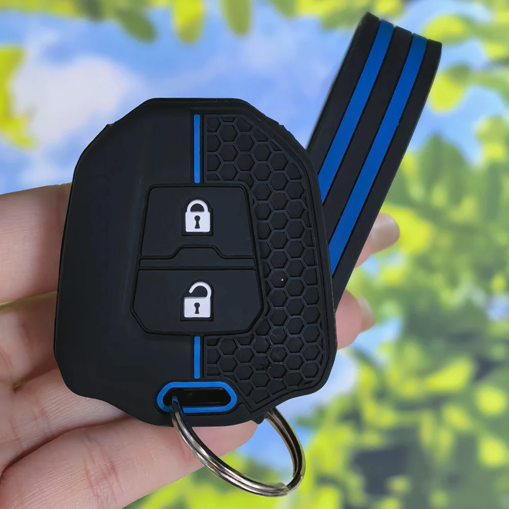 Practical Honeycomb‑Texture Key Cover With Keychain For Isuzu D Max Mu‑x V‑Cross Truck 2‑Button Car Fob Skin Shell