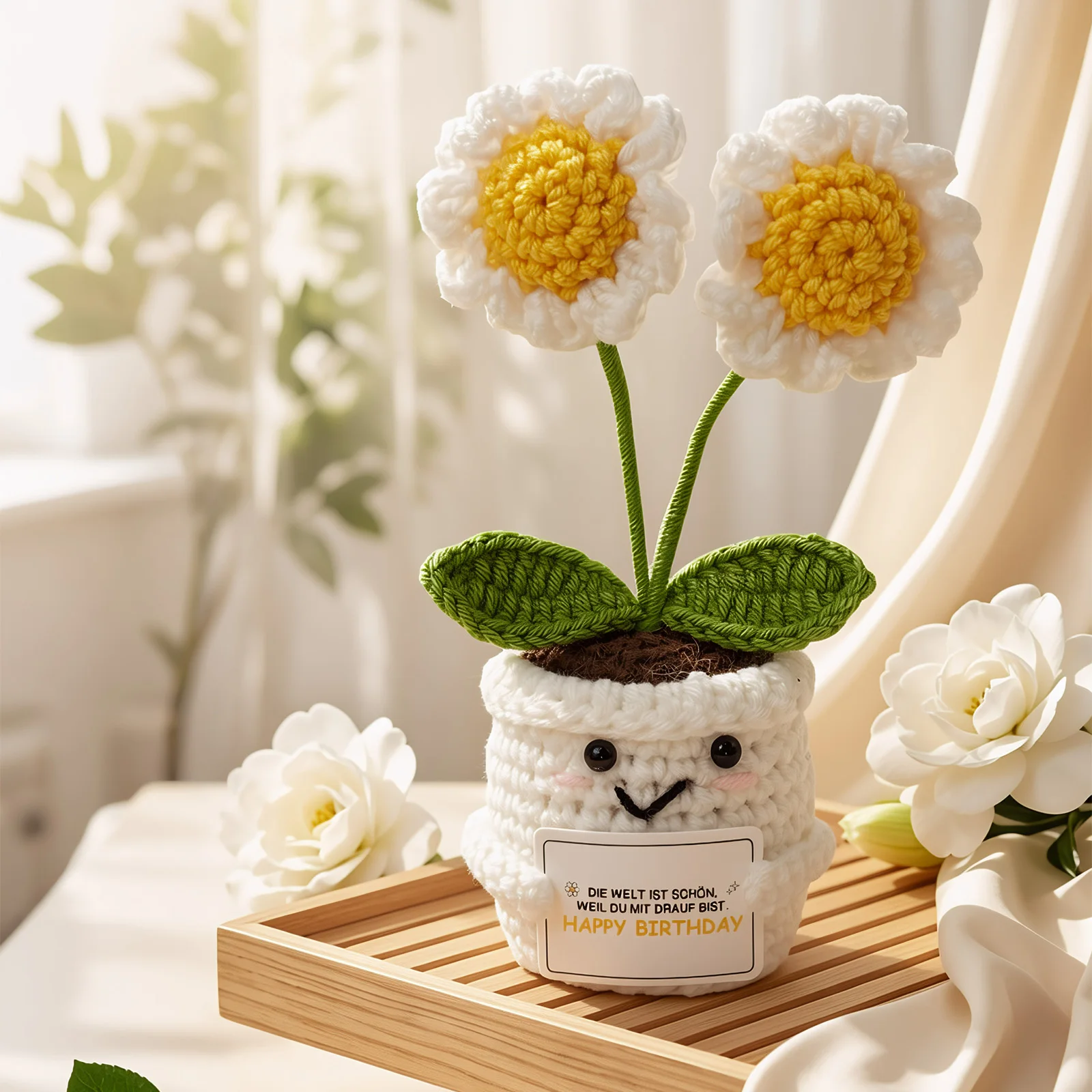 Positive Energy Crochet Doll Pocket Hug Handmade Knitted Plush Positive potatoes Plant Bespoke Funny Emotional Support Gift