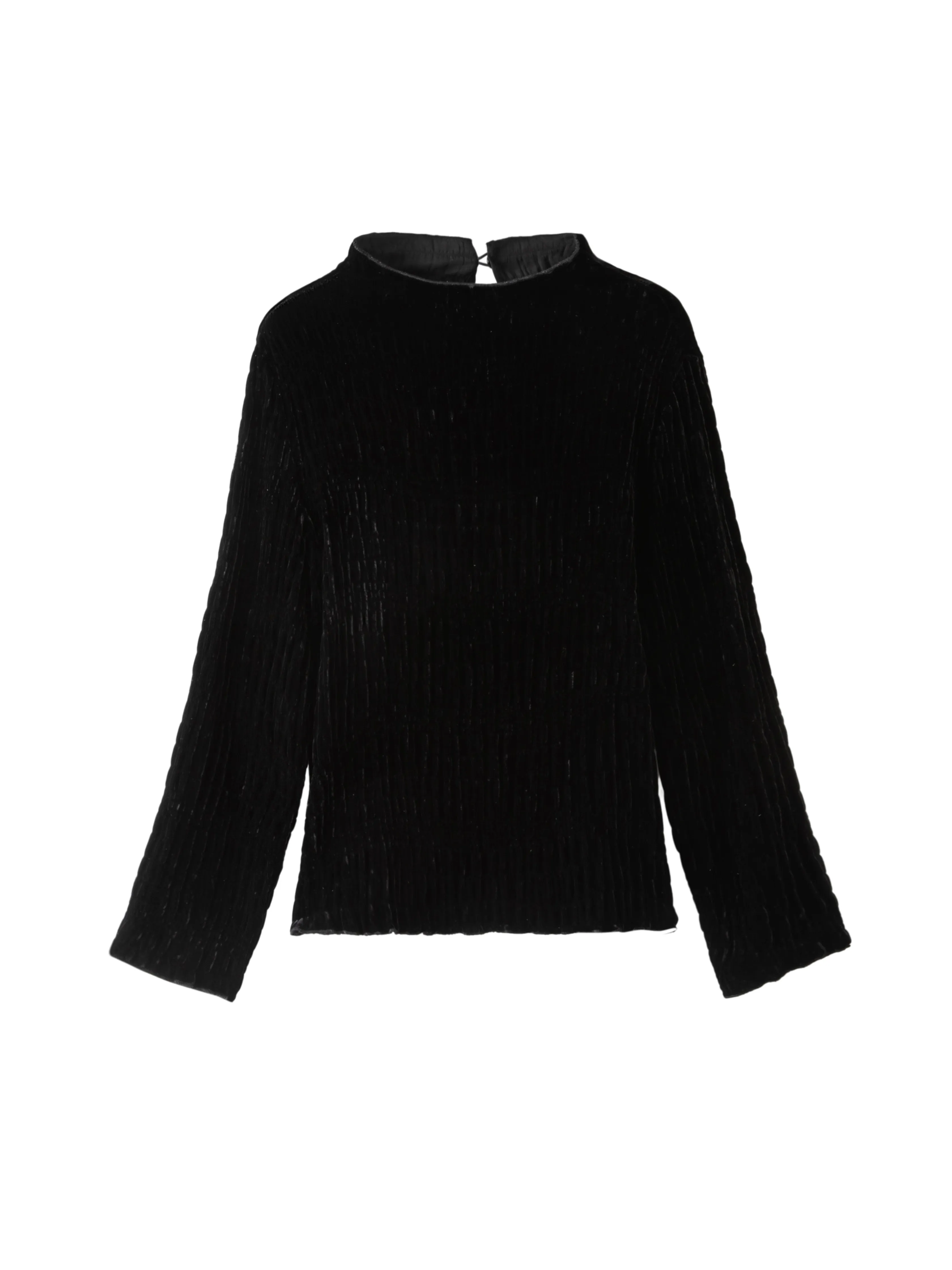 Winsleter-Silk Velvet Elegant T-Shirt, Stand Long Sleeve Folds, Women French Casual Commute Loose Top, 2026 Autumn New T69635CC