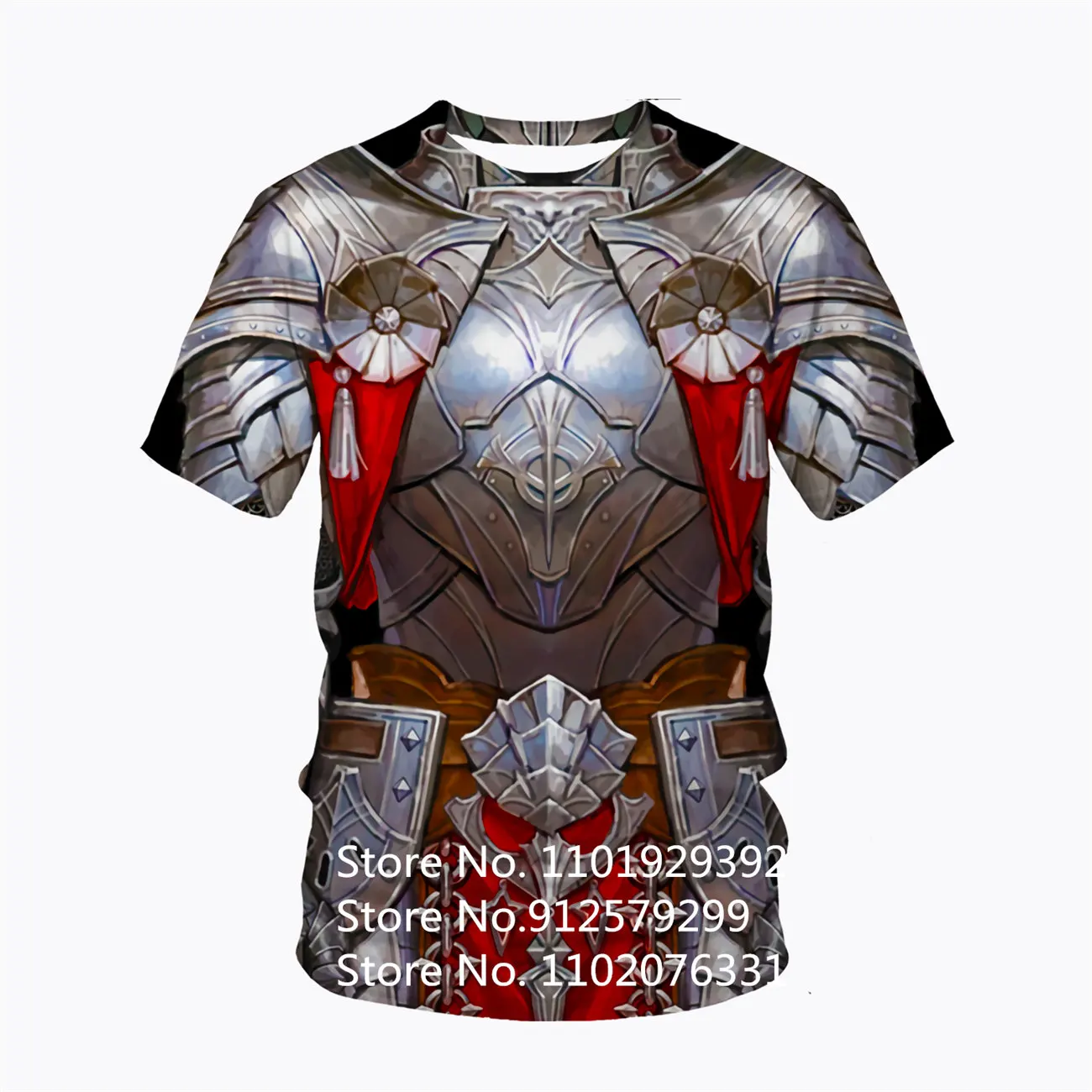 Vintage T Shirts for Men Medieval Armor 3D Printed T-shirt Top Short Sleeve Hip Hop O-Neck Armour T Shirts Men Clothing