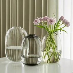 Nordic Minimalist Glass Vase with A Large Belly, High-end Sense, Living Room Flower Arrangement and Decoration Handicrafts