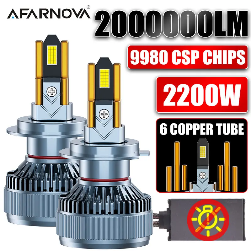 

2200W 2000000LM H7 LED Headlight High Power Canbus Headlamp 6 Copper H1 H7 H11 9005 9006 Auto Fog Lights For Car Accessories ﻿